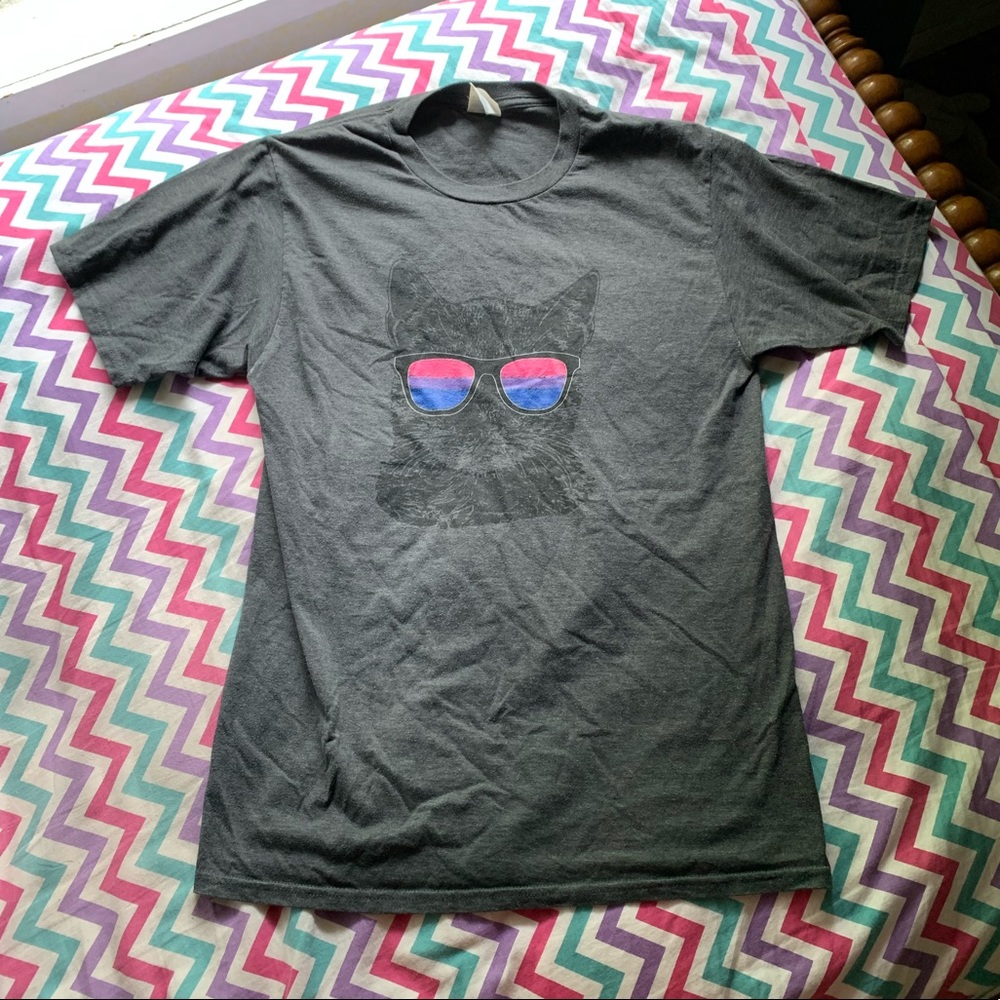 Bi flag cat t-shirt